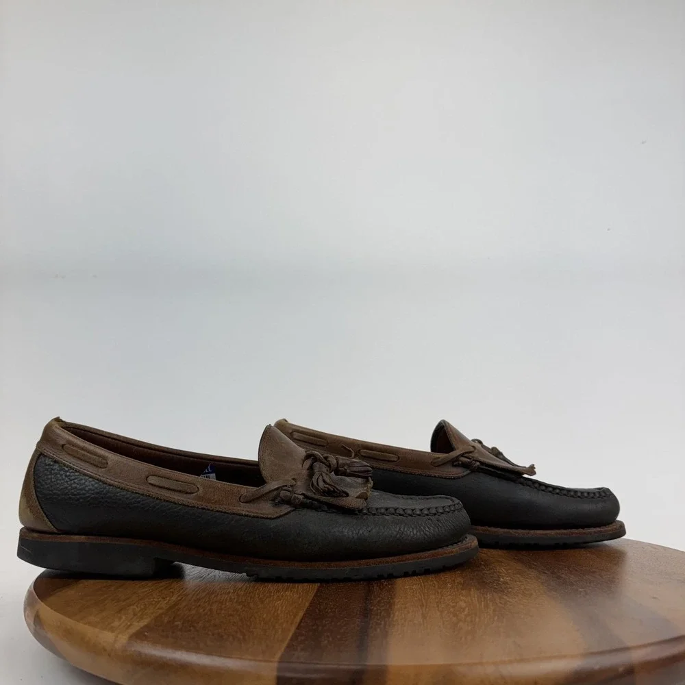 Mens Allen Edmonds Nashua Black Leather Fringe Tassel Comfort Loafer Size 10.5 B